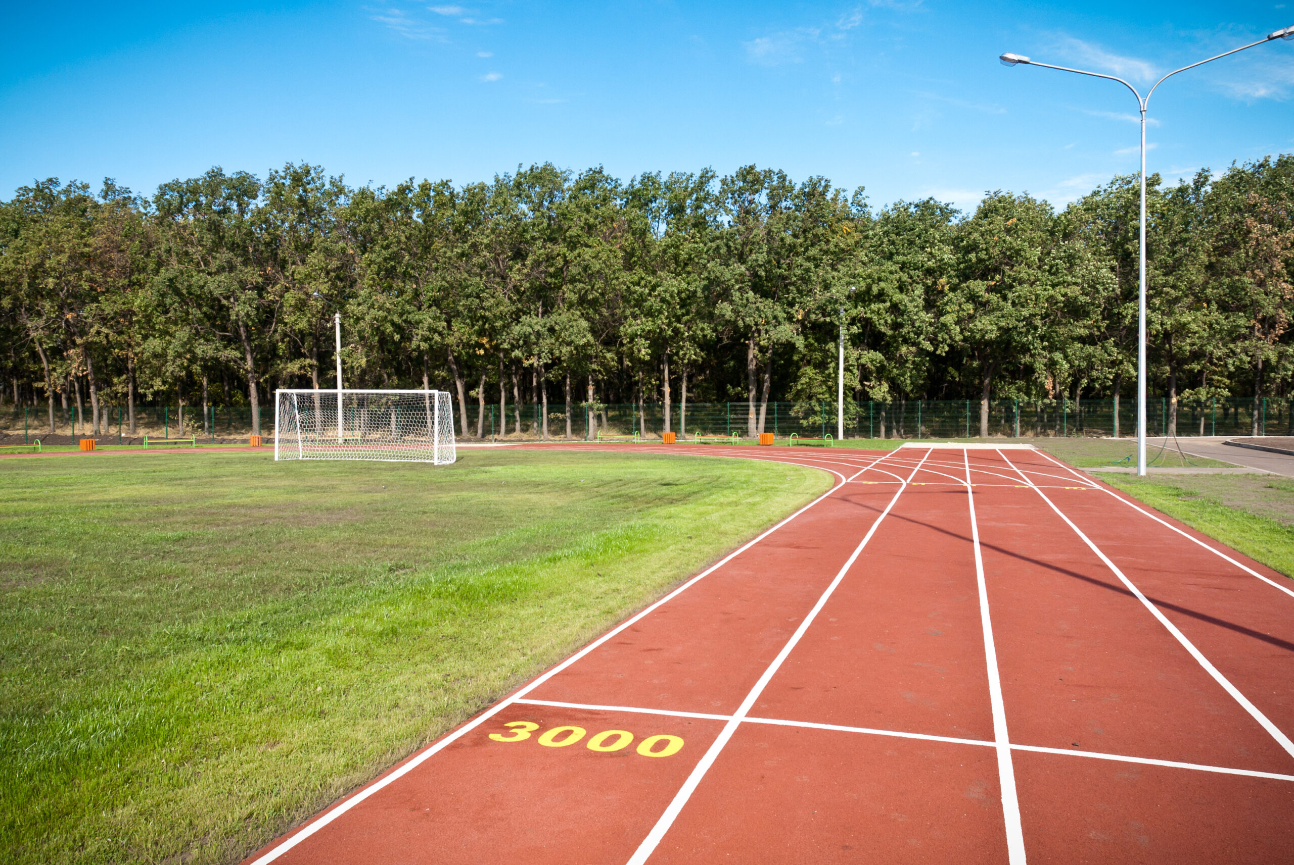Running track and soccer field on the school sports ground